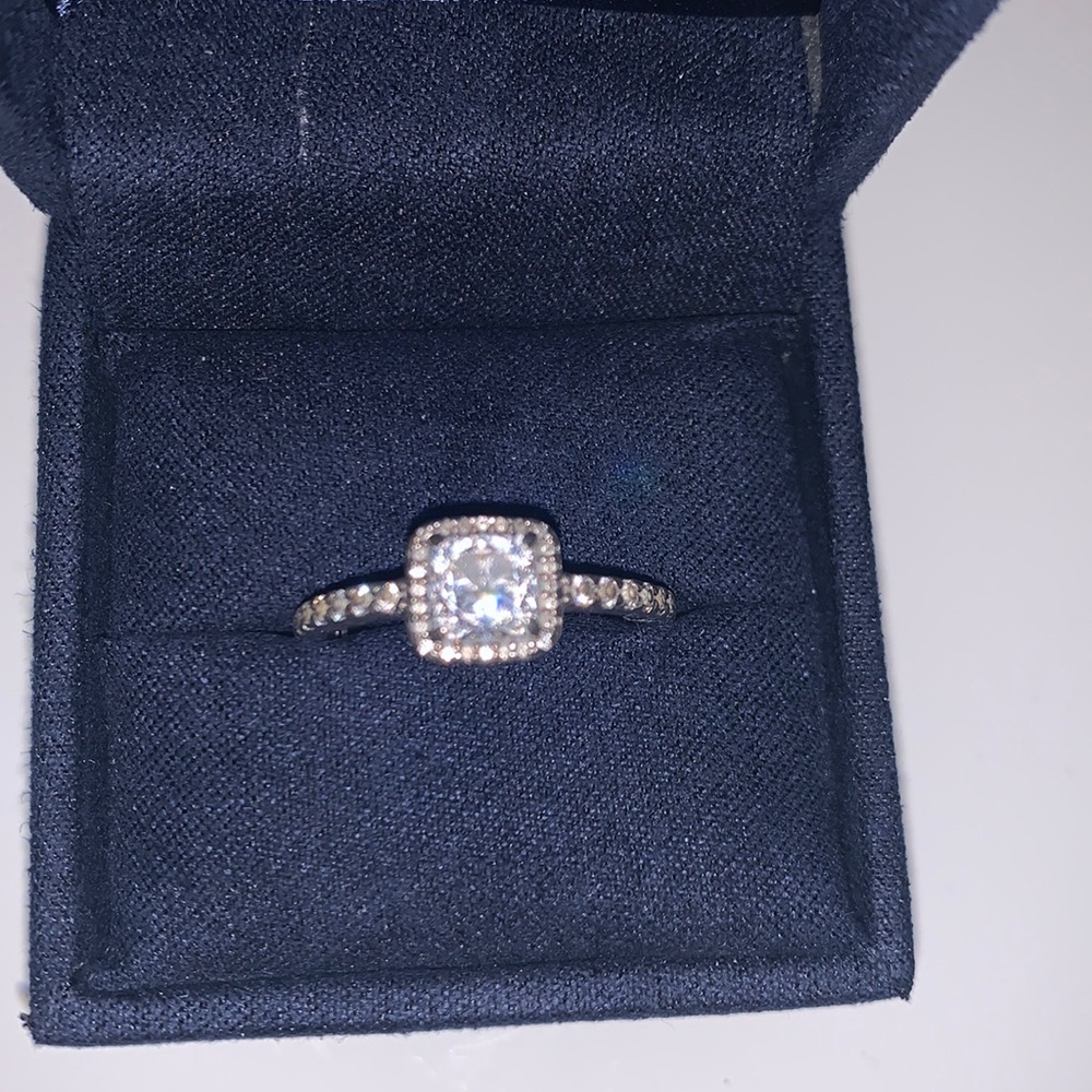 Pandora Square Sparkle Halo Ring